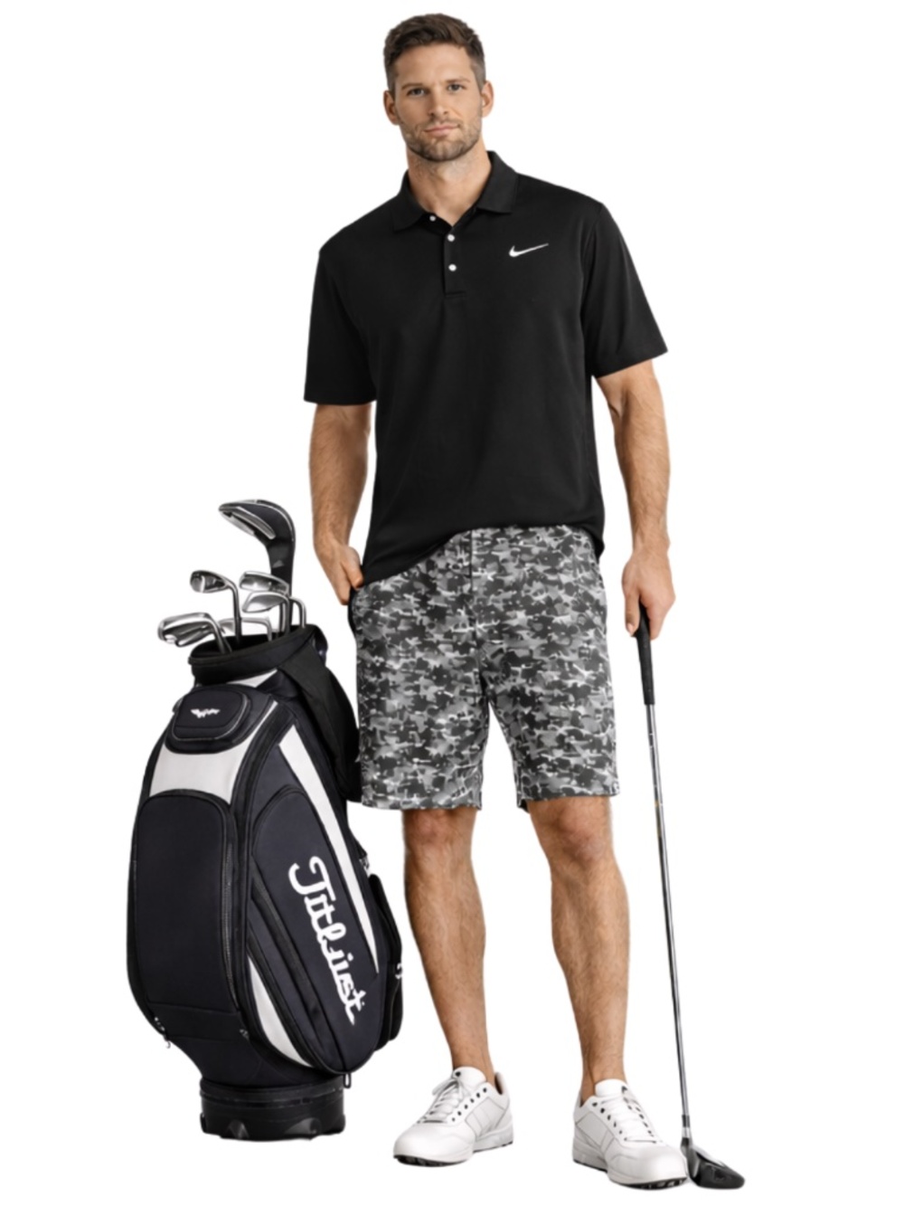 Fairplay Digital Camo Flat Front Golf Shorts Elastic Waist – Size 32 GUC